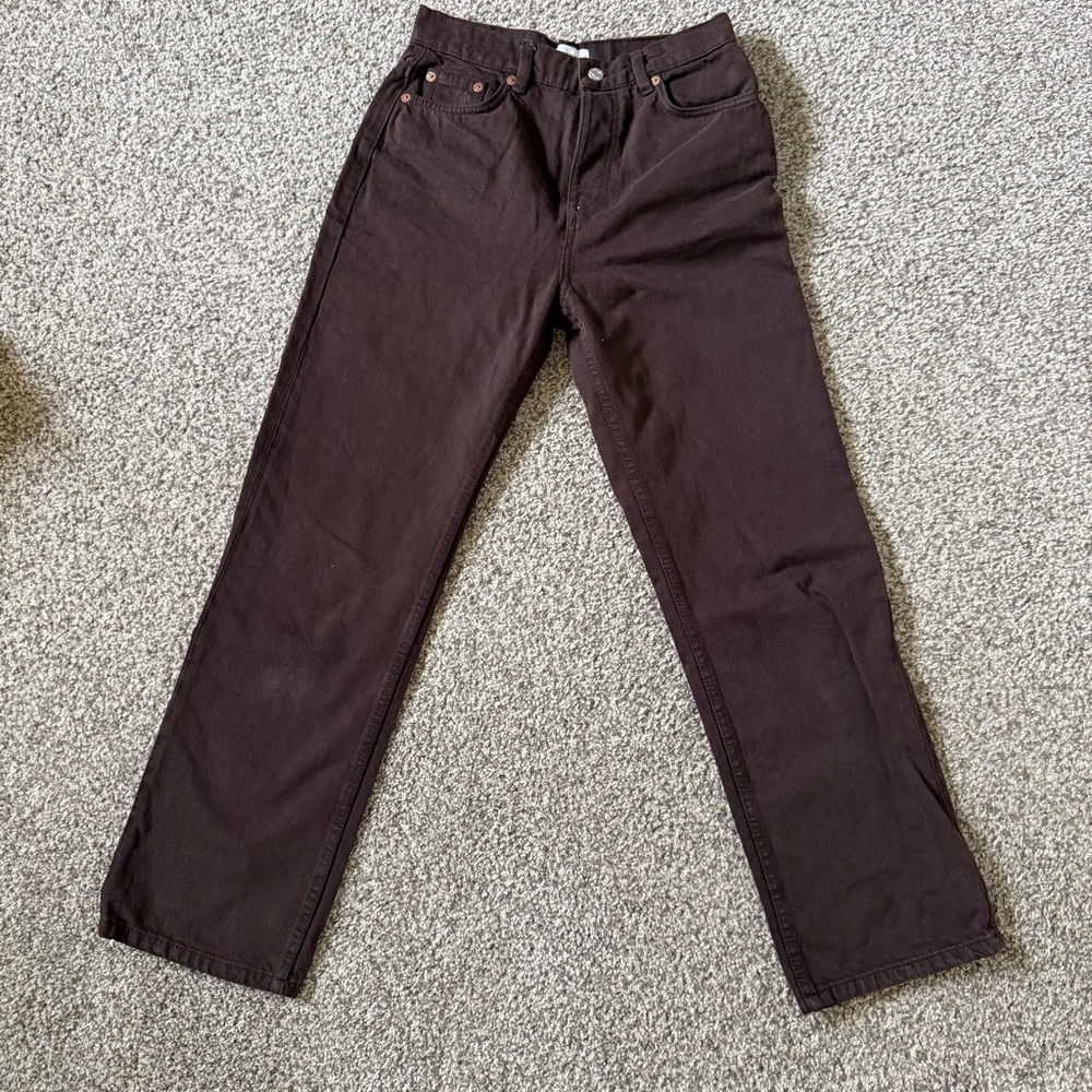 Zara Dark Brown Button-Fly Jeans
